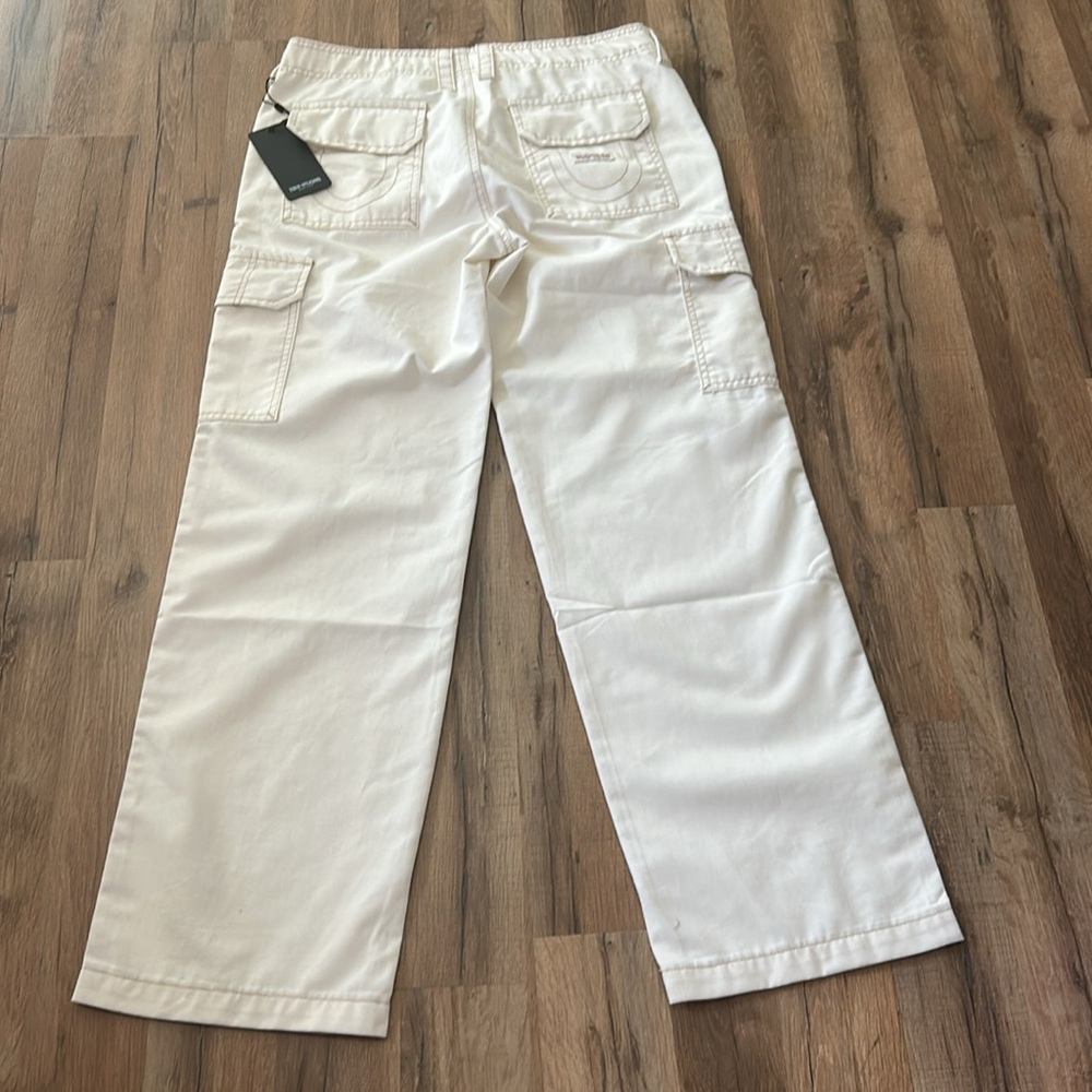 TRUE RELIGION WOMENS MILITARY CARGO PANT WINTER WHITE Sz 29 NEW - Picture 2 of 13